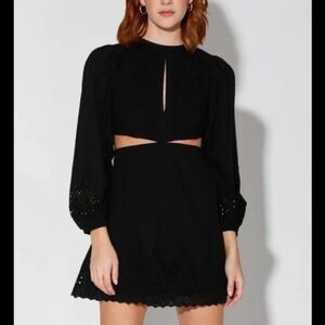 Walter Baker Hannah Dress Black Eyelet $268 NEW Small Cut Outs NWT Mini